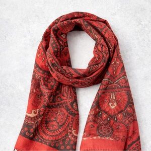 Red and Black Paisley Scarf